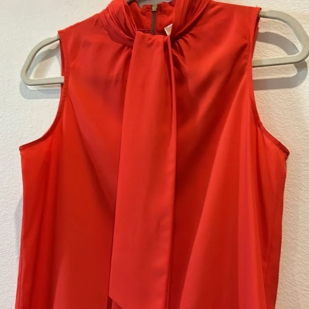 Michael Kors Small Sleeveless Red Orange Mock Neck Classy Career Blouse Small‌‍‍
